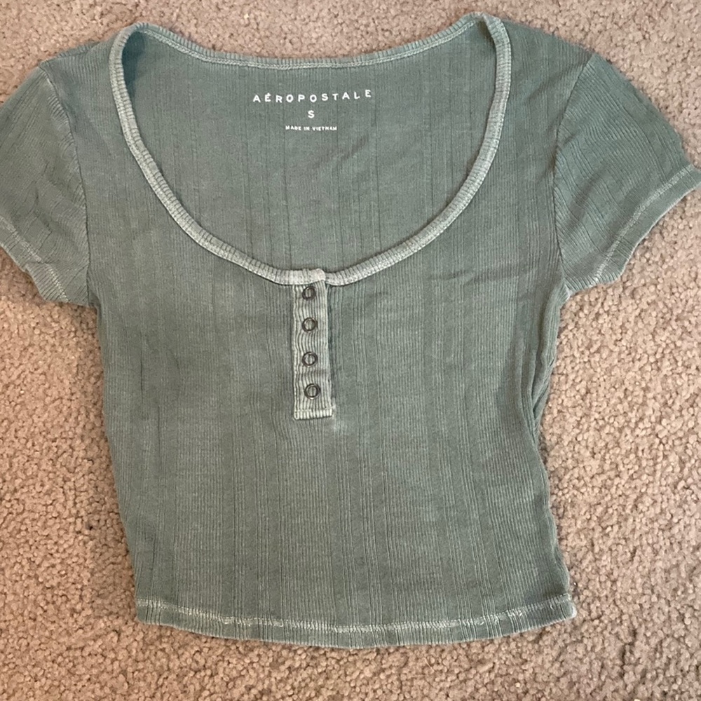 Green button up t-shirt